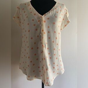 Blu Pepper Cream and Orange Polka Dot Top Women